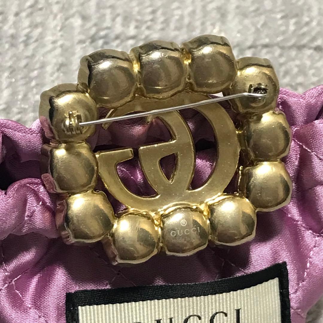 M*N様 グッチ［ブローチ］マーモント　ダブルGG　パール　ゴールド　箱、保存袋