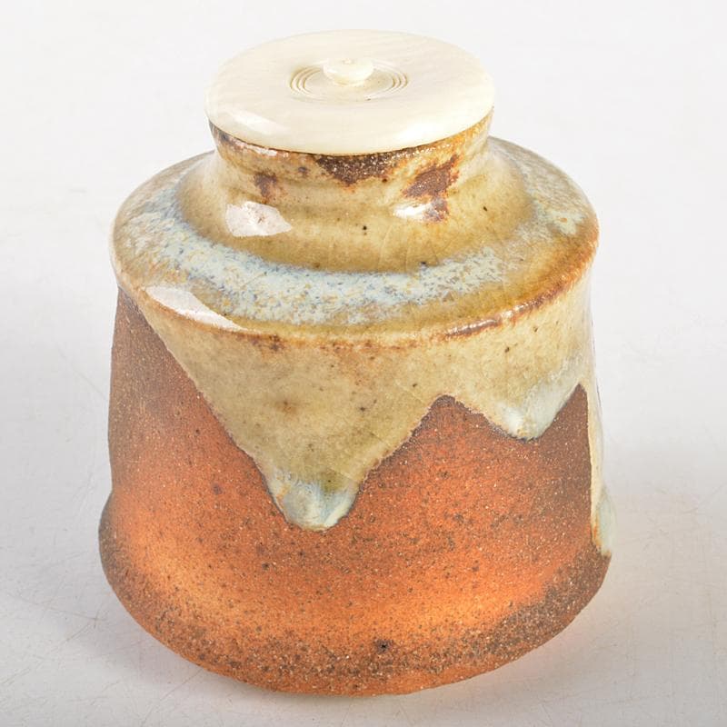 eyeknow74　伊賀西山窯坂本瀧山作茶入古代和更紗仕覆付V　R6732