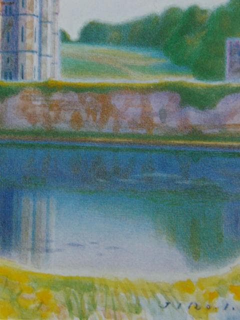 五十嵐二朗、リーズ城、希少な画集より、新品高級額・額装付