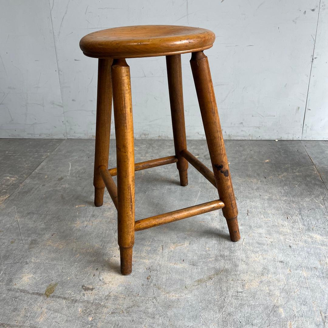 アンティーク スツール 椅子 無垢材 シャビー z664