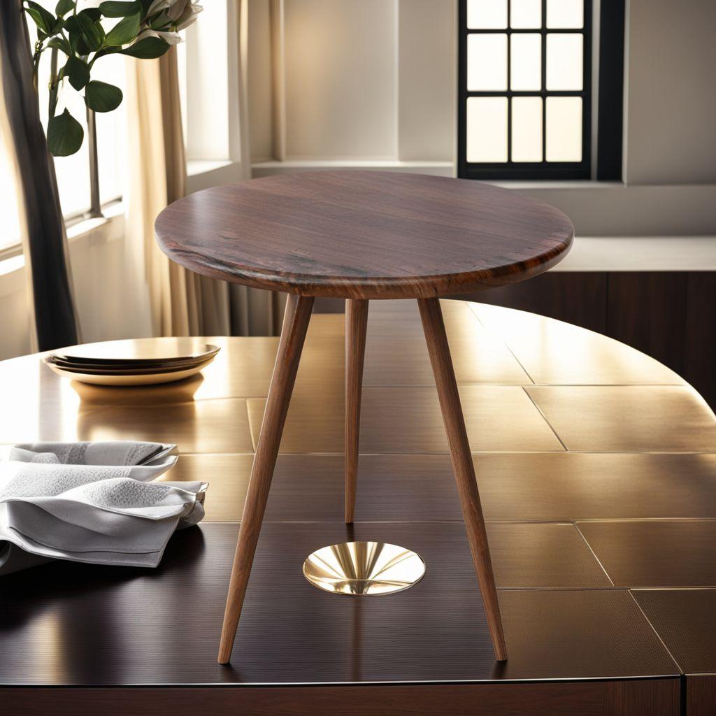 モダン 直径60cm 赤いクルミの北欧風丸テーブル 高さ72cm