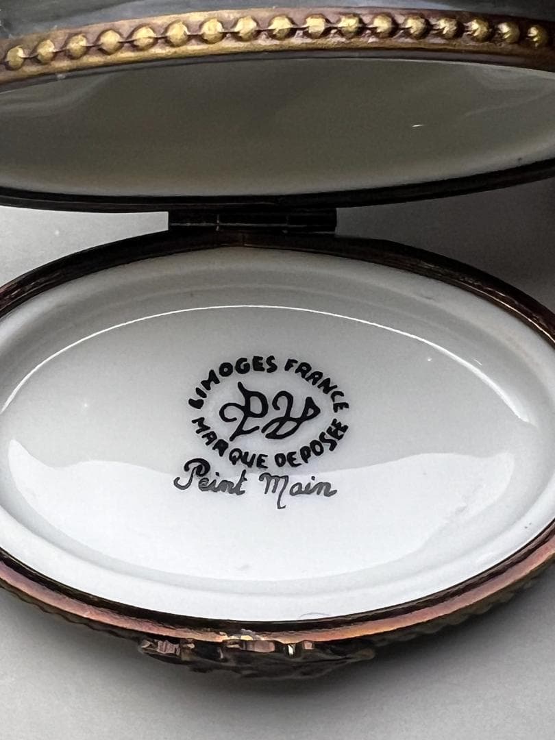 【海】カエルの鳴き声　リモージュ　磁器ボックス