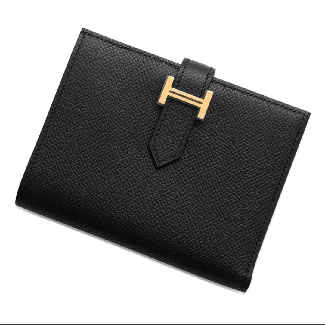 期間限定価格2025年K刻印エルメス 二つ折りベアンコンパクトブラック/ゴールド