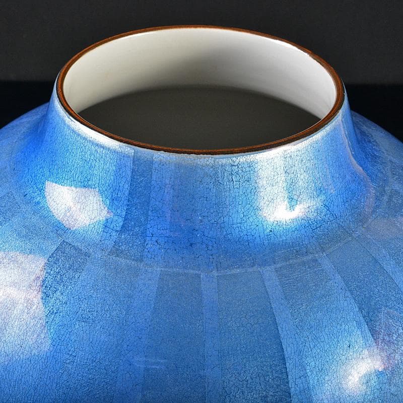 九谷焼　中田一於作　淡青釉裏銀彩　壷　花瓶　M　R6483B