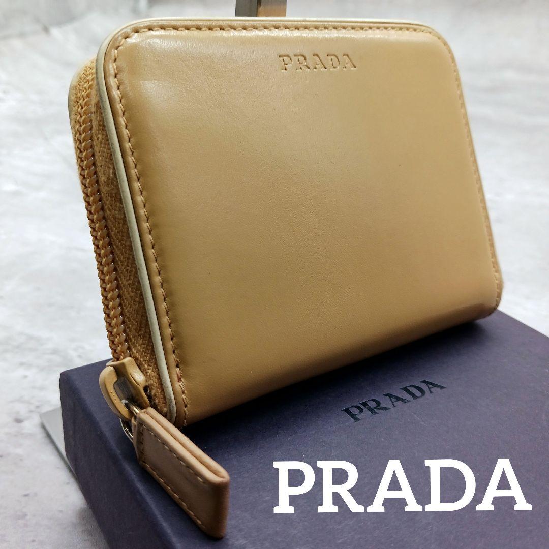 ✨美品✨ プラダ ラウンドファスナー レザー ケース マスタード