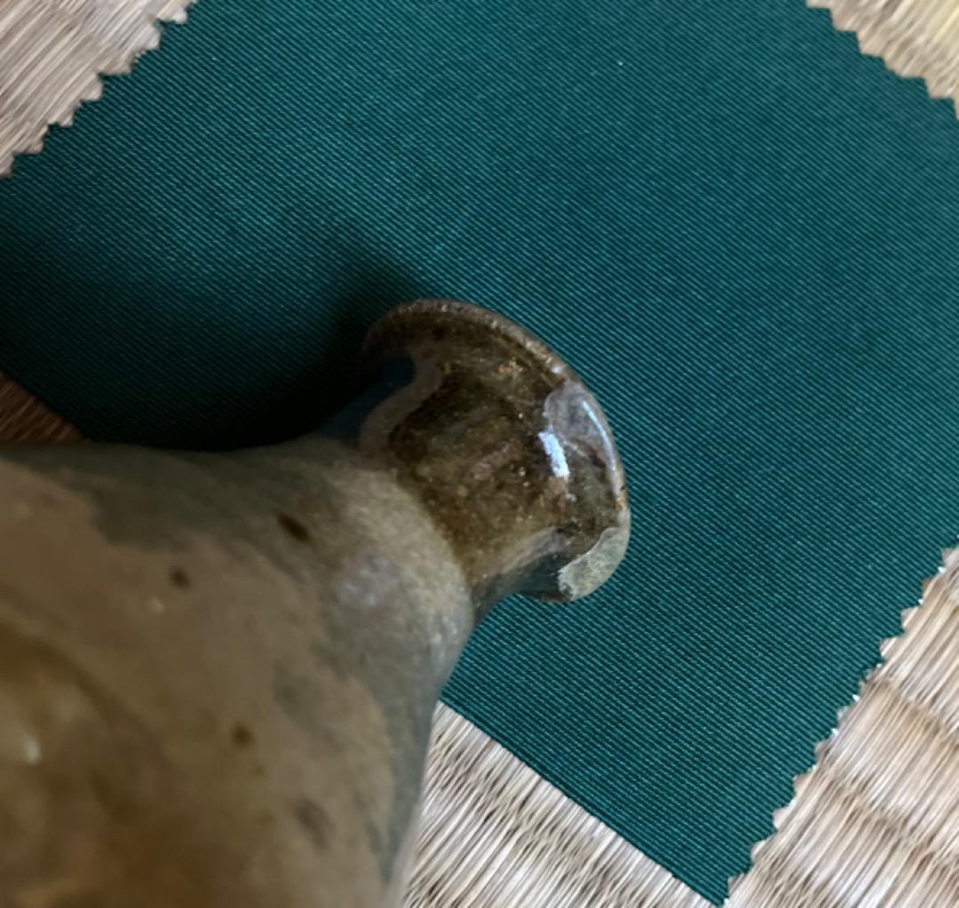 益子焼人間国宝　濱田庄司　縁黒酒器　共箱付き　※補修あり