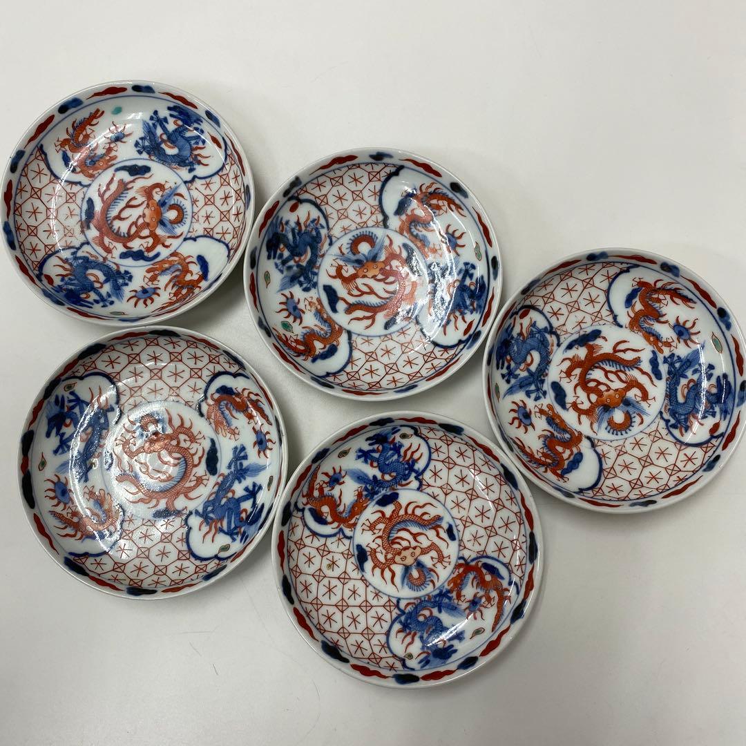 【骨董品】 手描き　色絵　小皿　萬暦年製　アンティーク　5枚皿セット