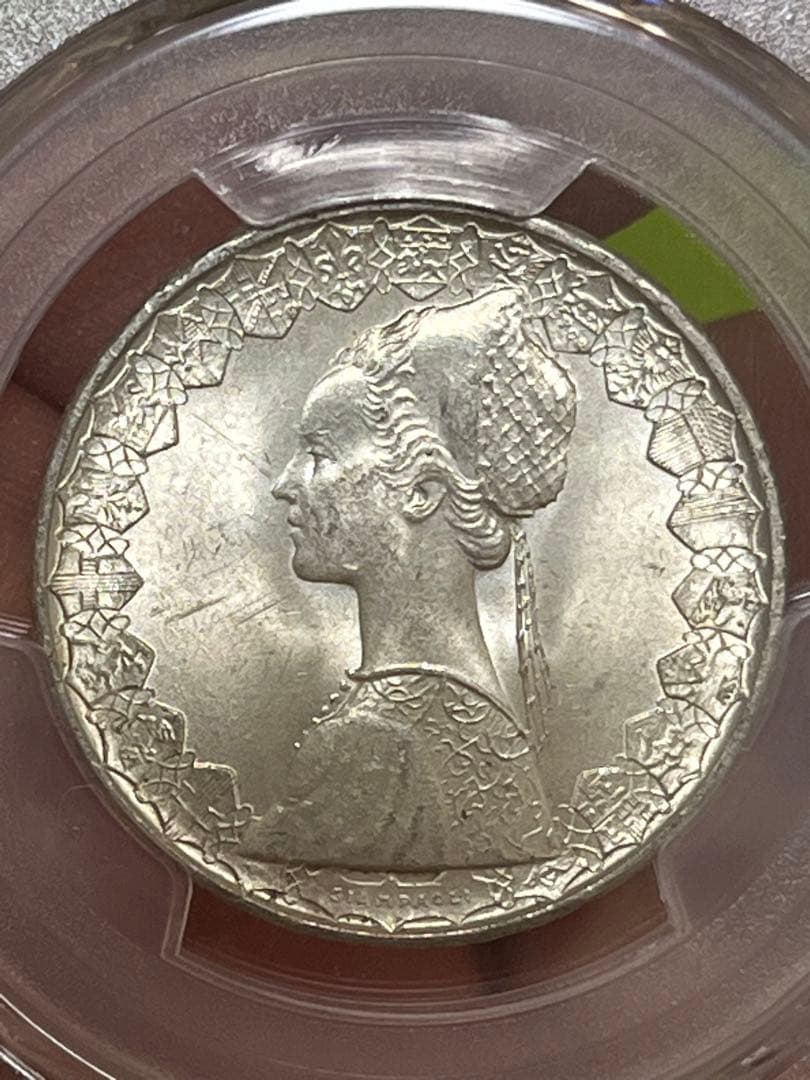 PCGS MS63 外国銀貨 イタリア　1966年　500リラ　銀貨 本物