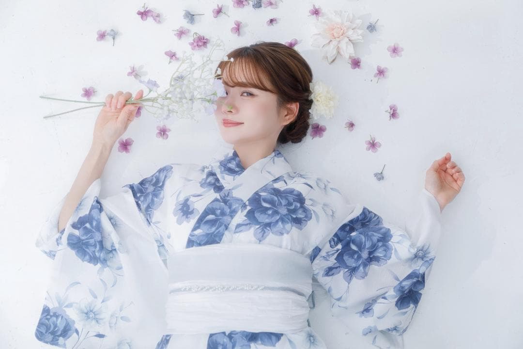 新品 4点 浴衣 セット 浴衣セット ゆかた レディース 白 青 Y4-56