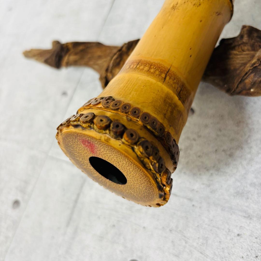 尺八 林山 銘 1.9尺 歌口銀縁 藤巻 銀三線 琴古流 和楽器 笛 虚無僧