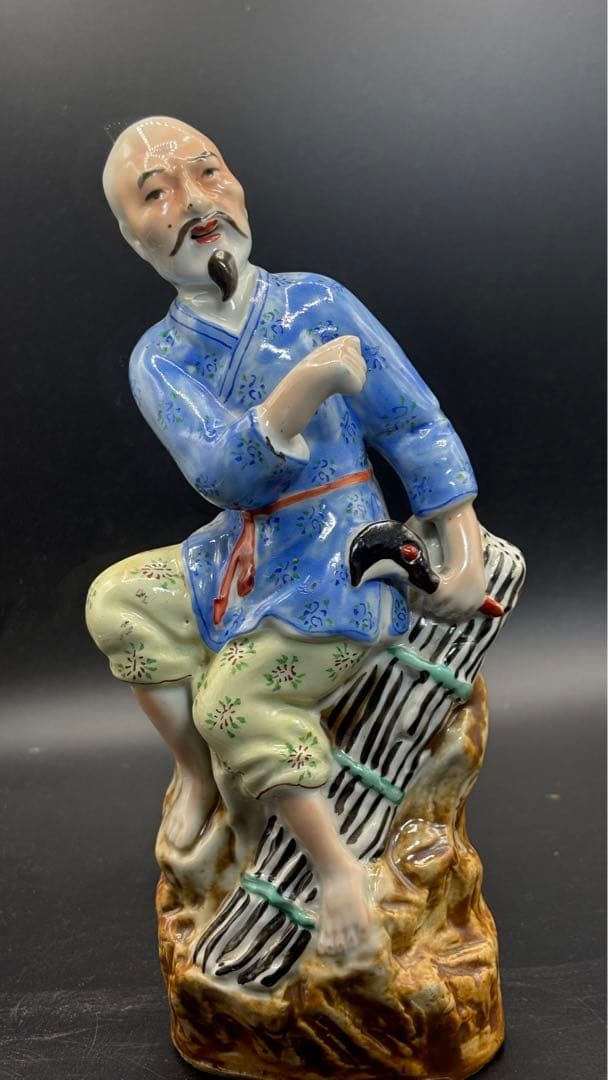 中国美術 中国古玩 色絵陶人形 陶器人形 高さ25cm 置物 オブジェ 古董品