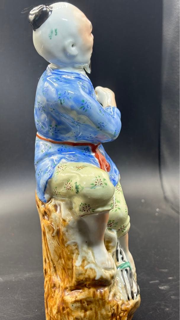 中国美術 中国古玩 色絵陶人形 陶器人形 高さ25cm 置物 オブジェ 古董品