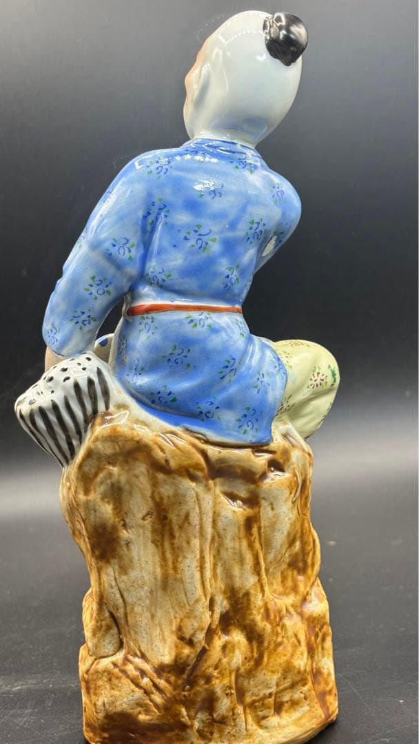 中国美術 中国古玩 色絵陶人形 陶器人形 高さ25cm 置物 オブジェ 古董品