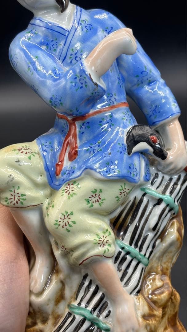 中国美術 中国古玩 色絵陶人形 陶器人形 高さ25cm 置物 オブジェ 古董品