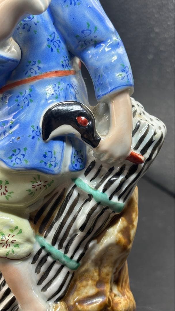 中国美術 中国古玩 色絵陶人形 陶器人形 高さ25cm 置物 オブジェ 古董品