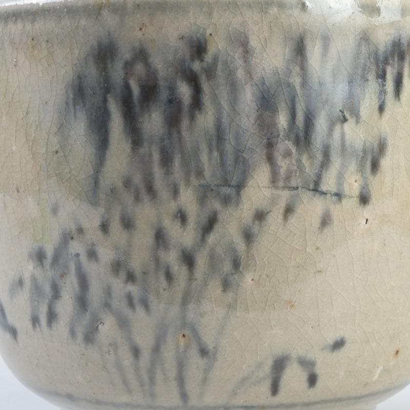 中国　呉須染付　花草昆虫文　茶碗　仕覆・時代箱付　C　9454