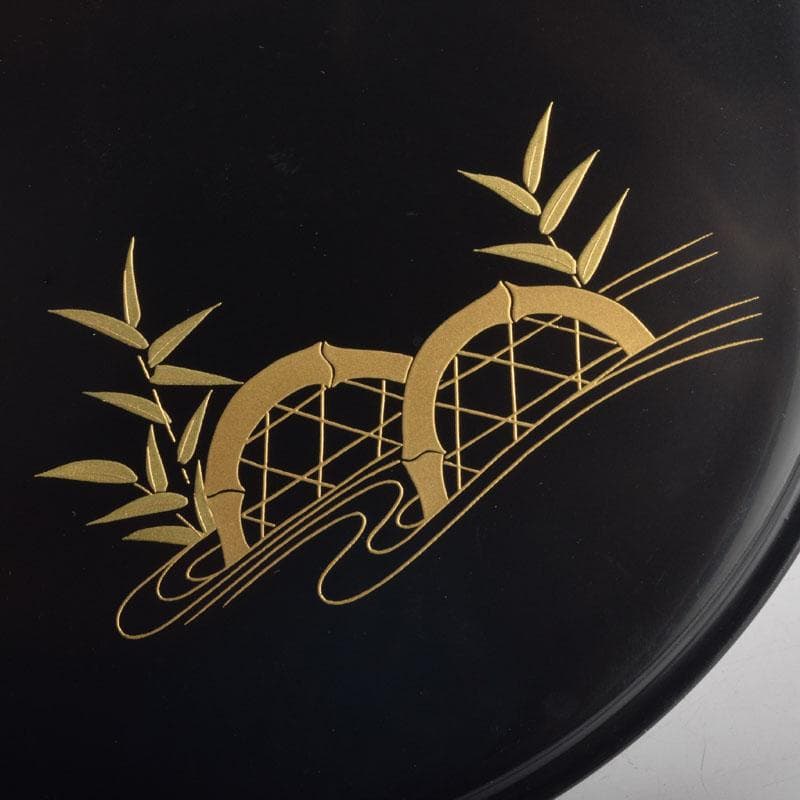 茶道具　水崎長寿作　義山　切箔　水色　水指　蓋裏波車蒔絵　共箱　V　8380