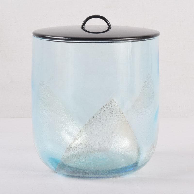 茶道具　水崎長寿作　義山　切箔　水色　水指　蓋裏波車蒔絵　共箱　V　8380