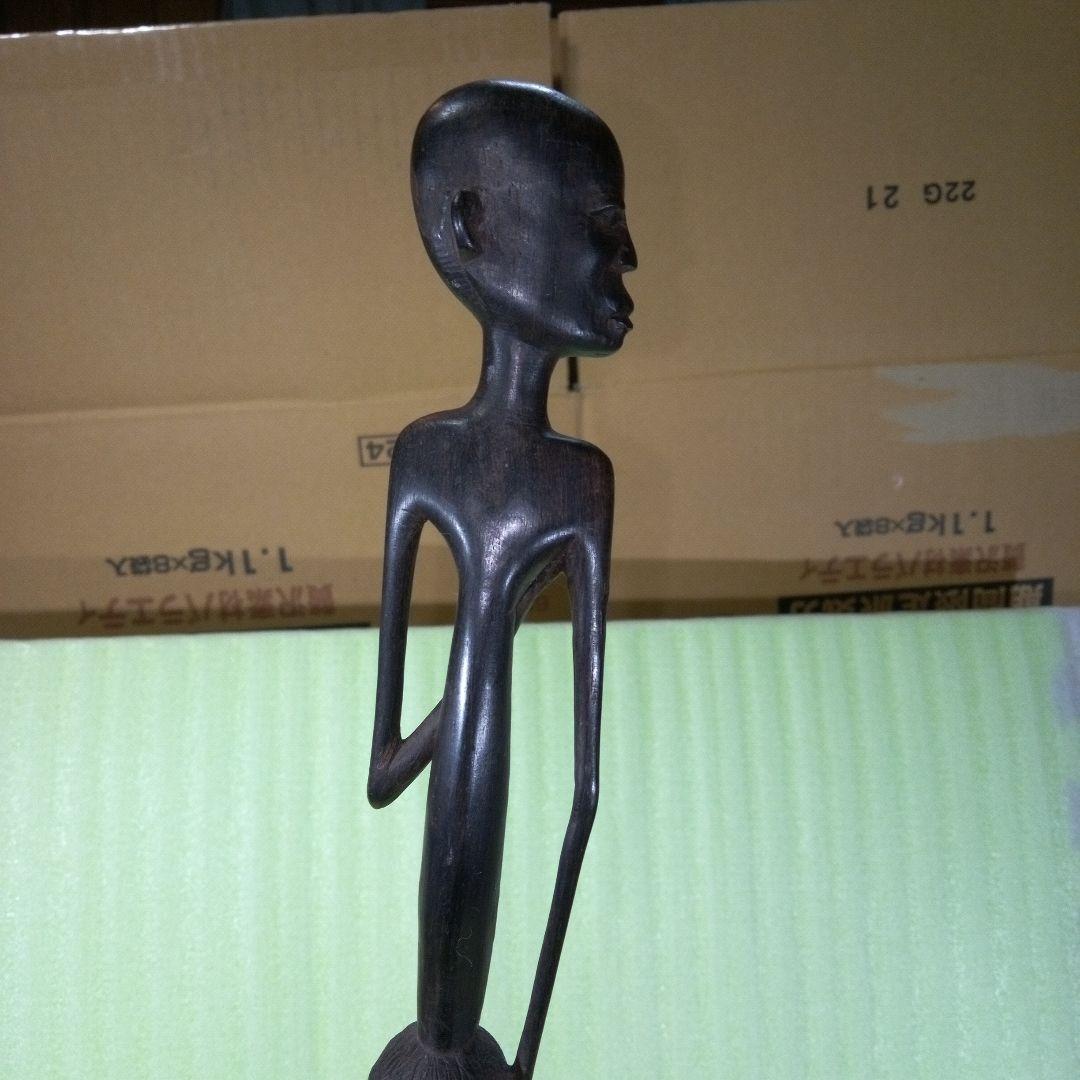 長身　木彫像　オブジェ　木製　木彫り　インテリア　置物　魔除け　厄除け　レア