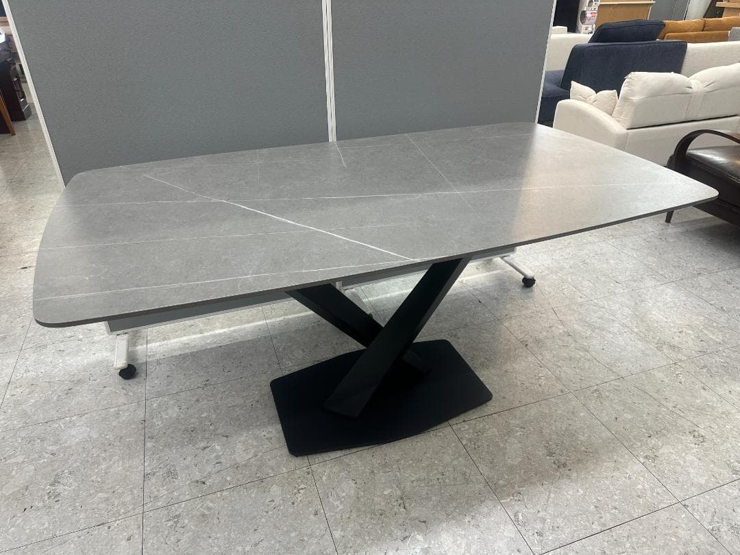 セラミックダイニングテーブル　大理石調　グレー