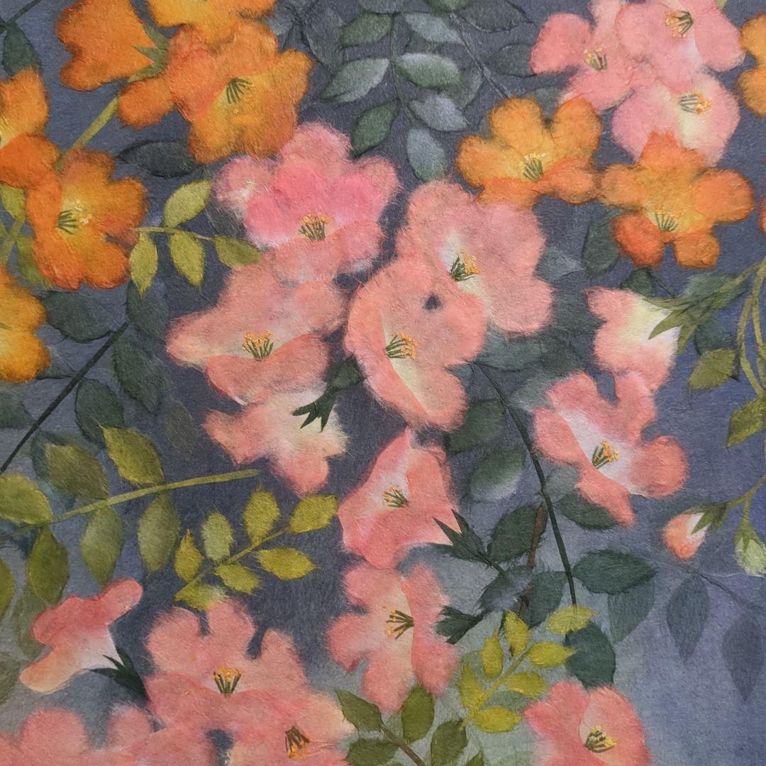 【ちぎり絵】「映(はえる)」　ノウゼンカズラ　ハンドメイド　(P 10)　彩りを