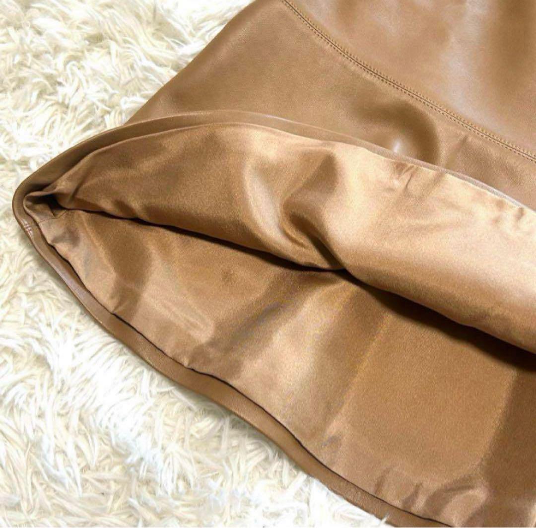 美品　シャネル　スカート　38 ブラウン系　ラムスキンレザー