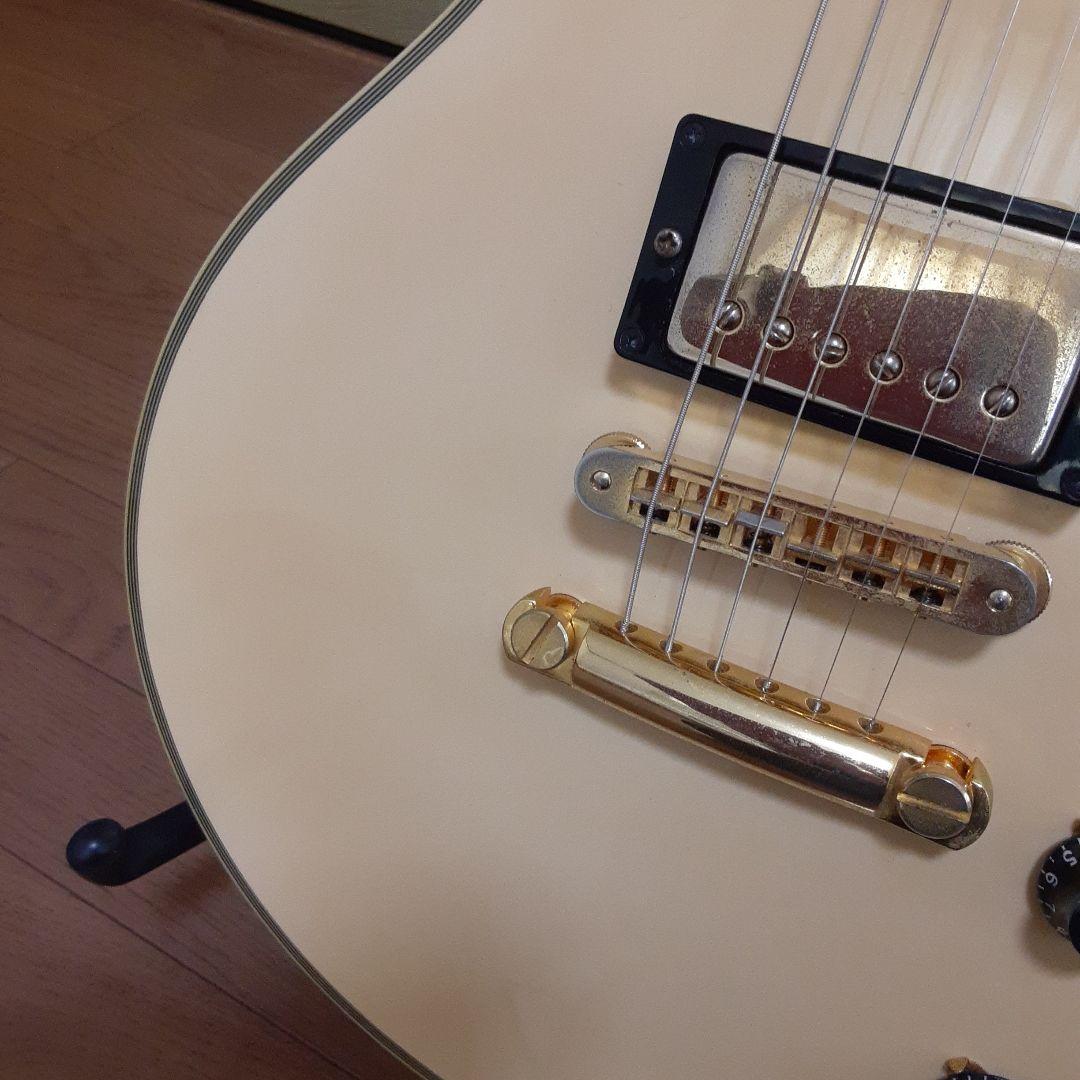 渋色　Burny レスポールエレキギター アイボリー　タッチペンあり
