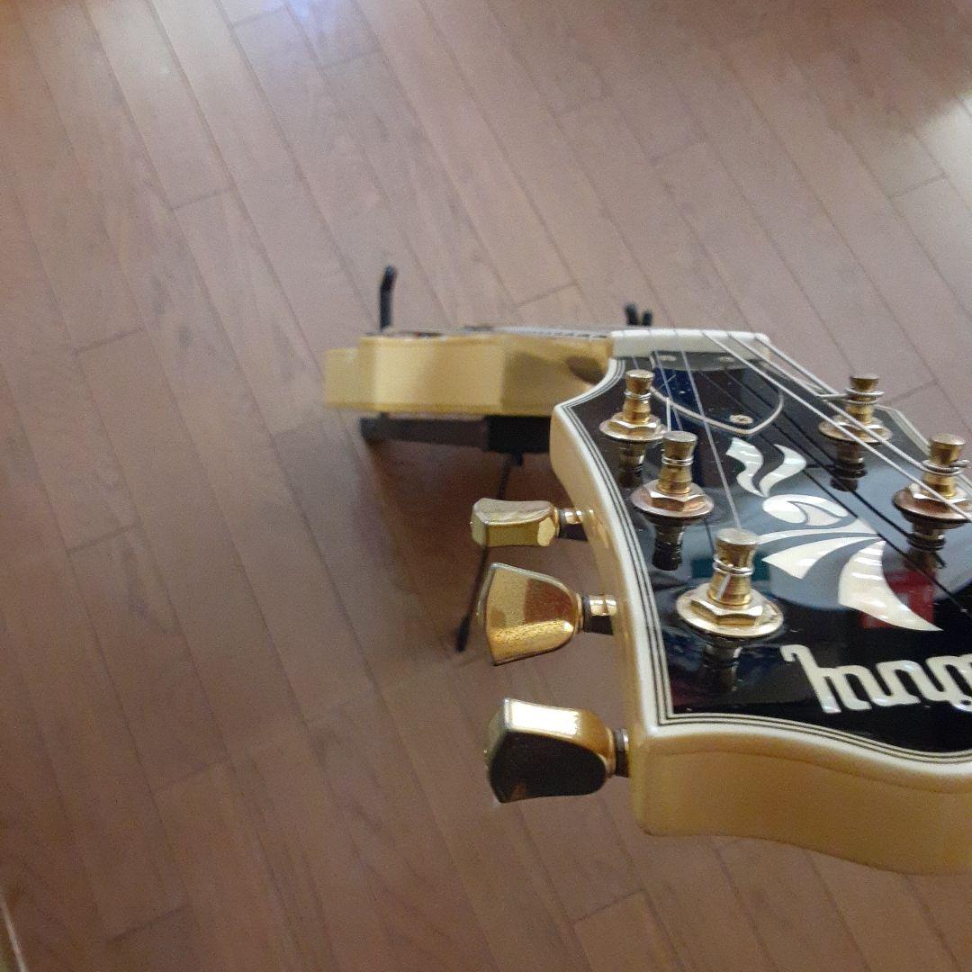渋色　Burny レスポールエレキギター アイボリー　タッチペンあり