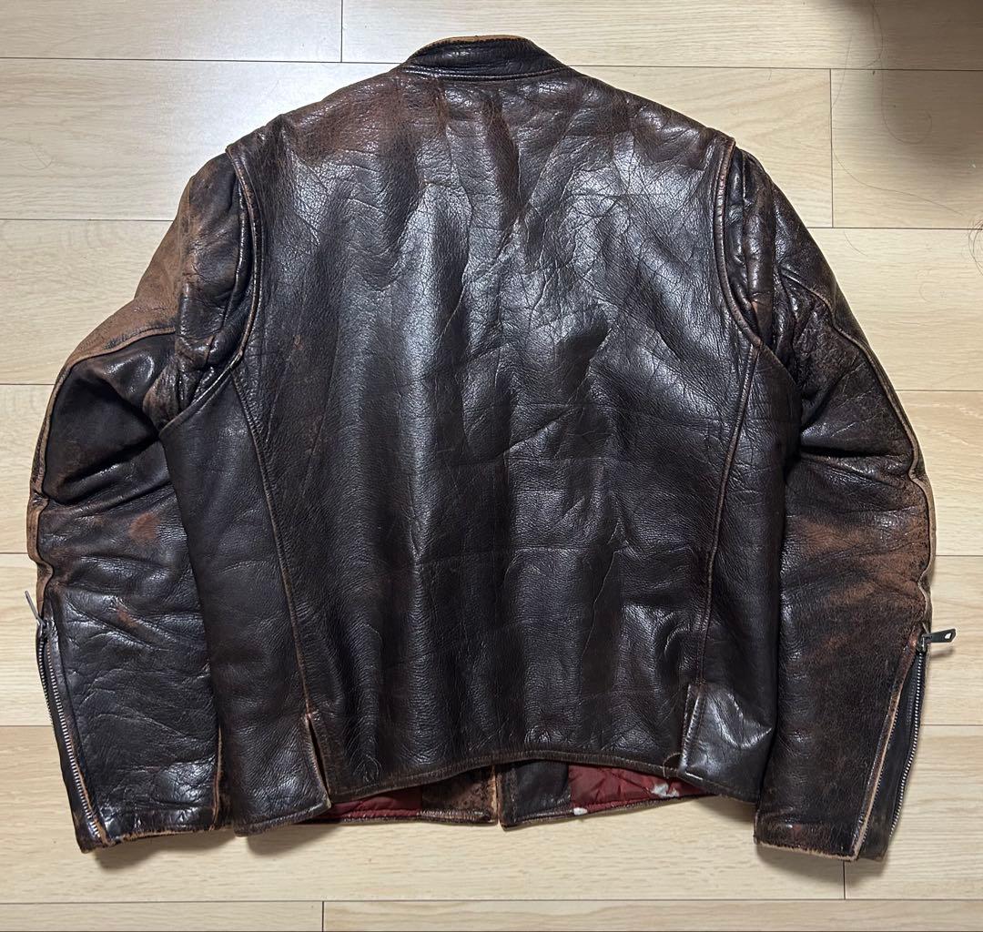 60s レザージャケット　シングルライダース　短丈　バイカー
