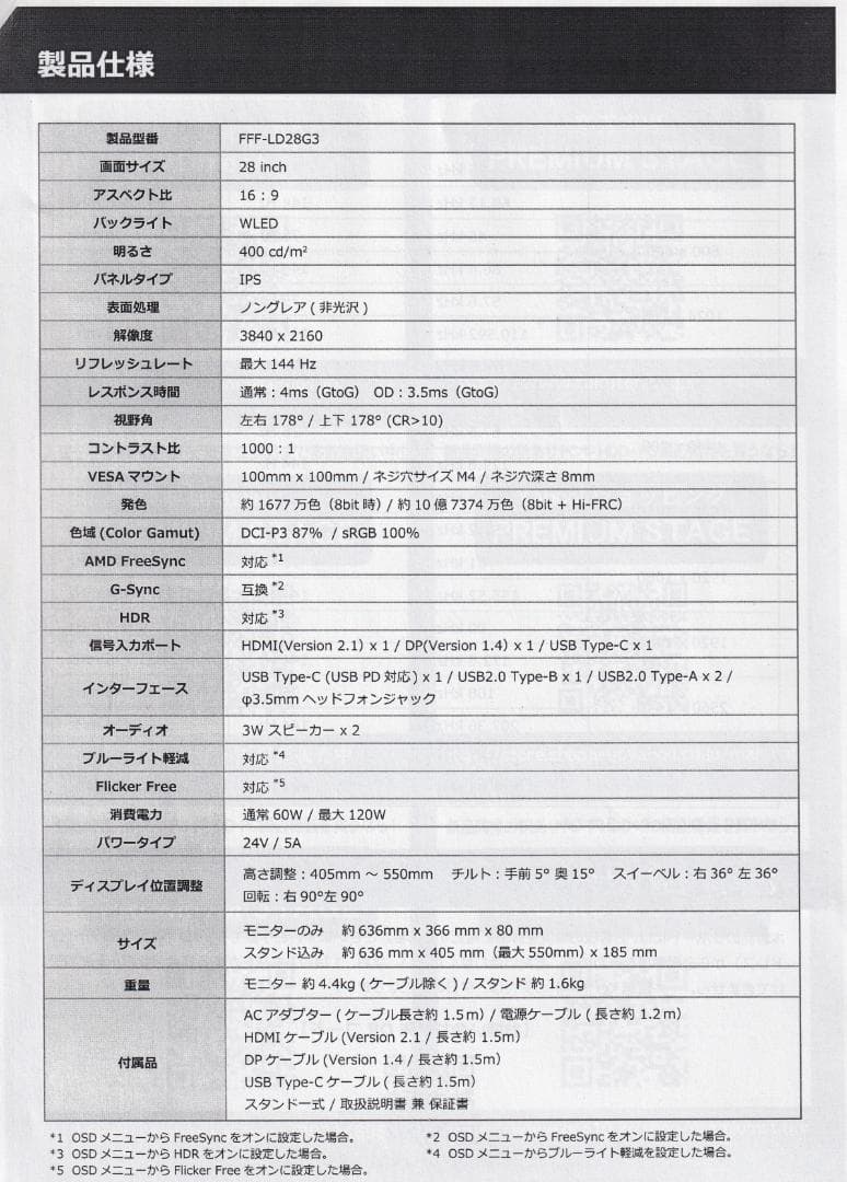 ★IRIEVISON製★28インチ 4Kモニター★FFF-LD28G3★