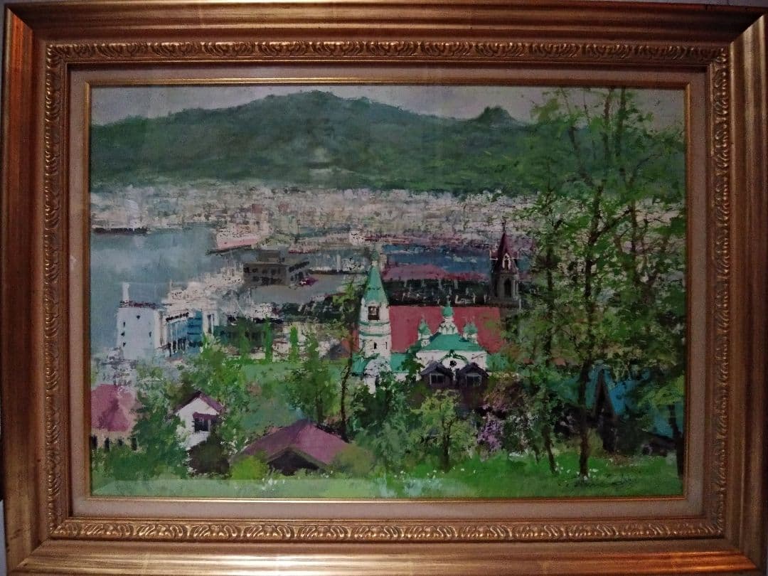 【真作】小田切 訓 函館の朝 縦480mm×横690mm M18号