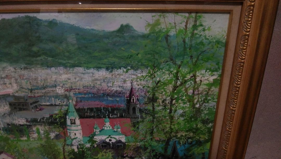 【真作】小田切 訓 函館の朝 縦480mm×横690mm M18号