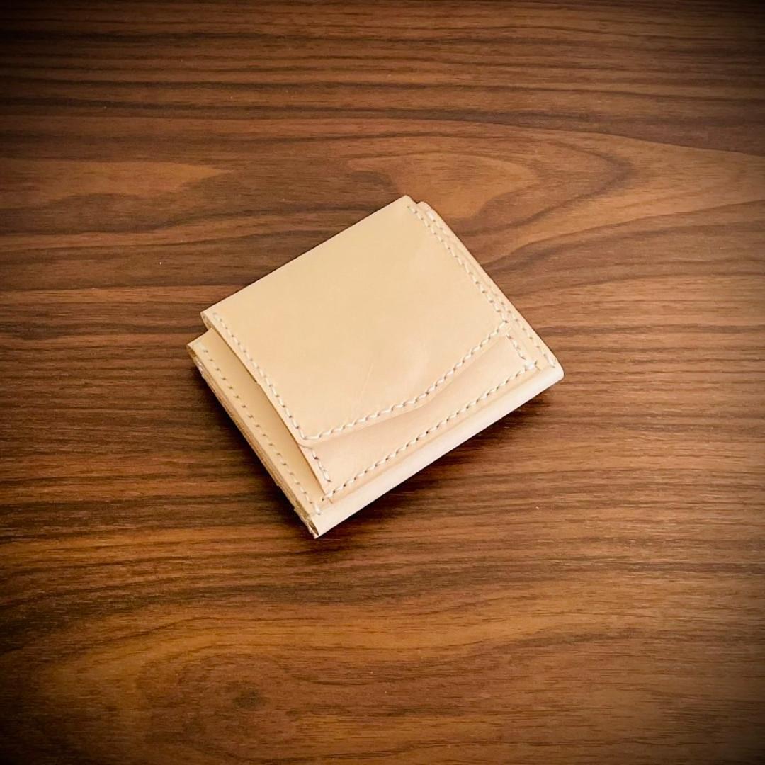 総手縫い メンズ財布 ミニ財布 小さい財布 本革 ハンドメイド ナチュラル