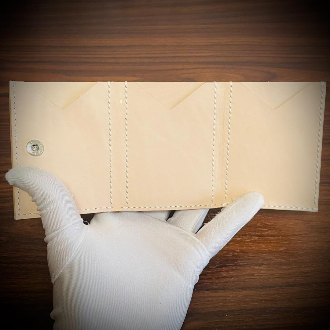 総手縫い メンズ財布 ミニ財布 小さい財布 本革 ハンドメイド ナチュラル