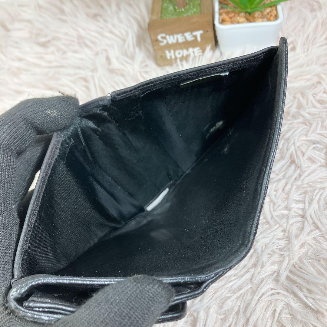 CHANEL シャネル ココ ラムレザー 二つ折り ブラック Wホック