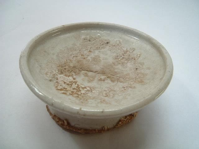 盃台■李朝 粉引 白釉 古い時代物の祭器 高台皿 砂高台 酒器 骨董品 希少■