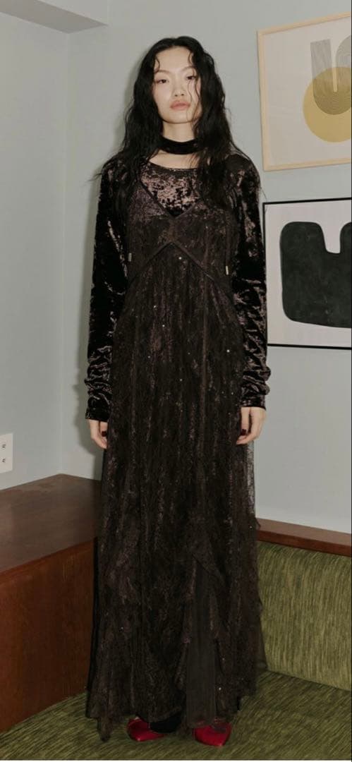 スーツ・フォーマル・ドレス ANDRESD sparkle lace velour dress
