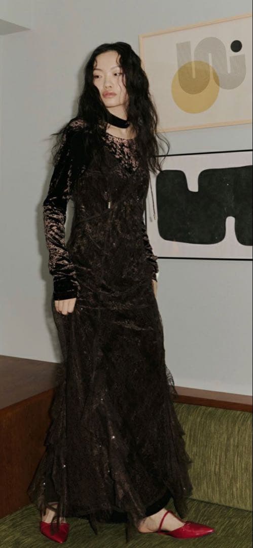 スーツ・フォーマル・ドレス ANDRESD sparkle lace velour dress