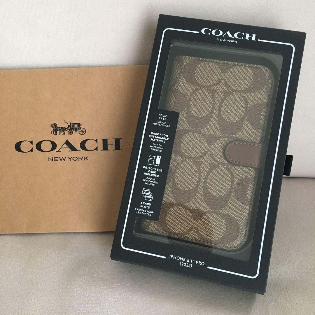 新品　コーチ COACH レザー iPhone 14Pro ケース　手帳