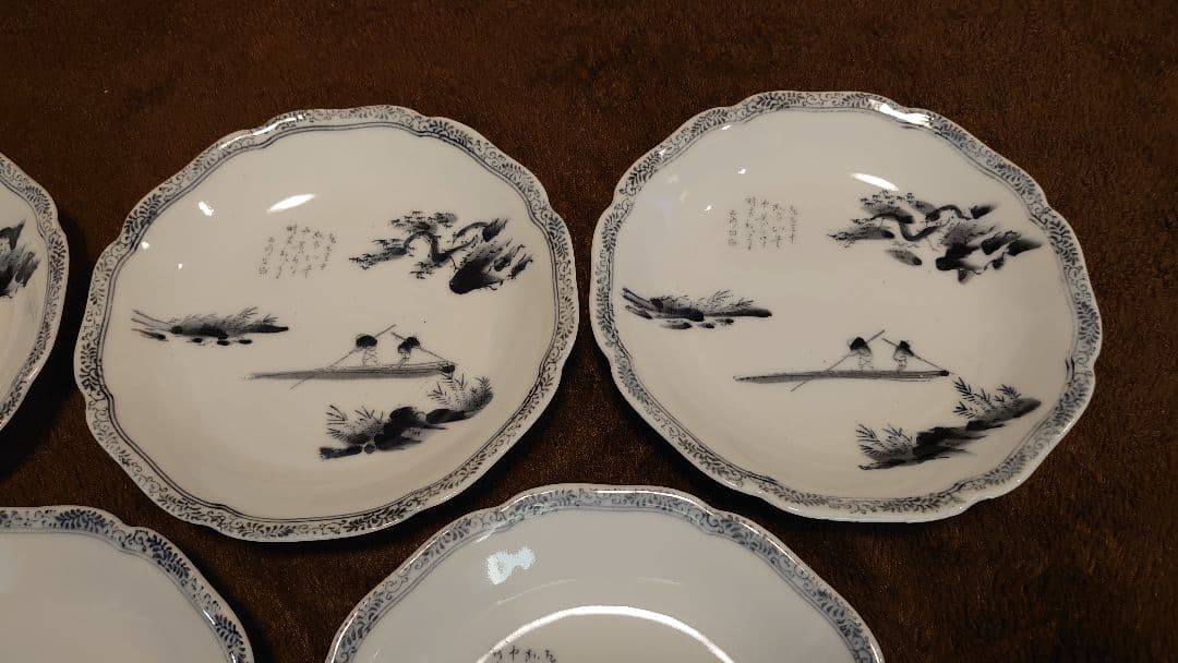 古伊万里　伊万里　染付　輪華皿　６寸皿　蔵出し　５客