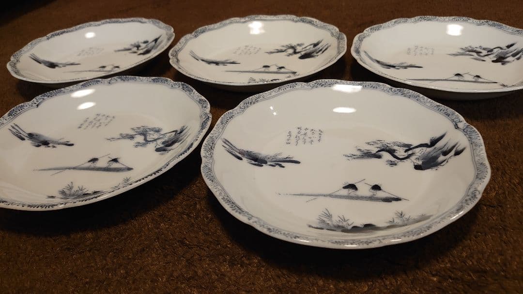 古伊万里　伊万里　染付　輪華皿　６寸皿　蔵出し　５客