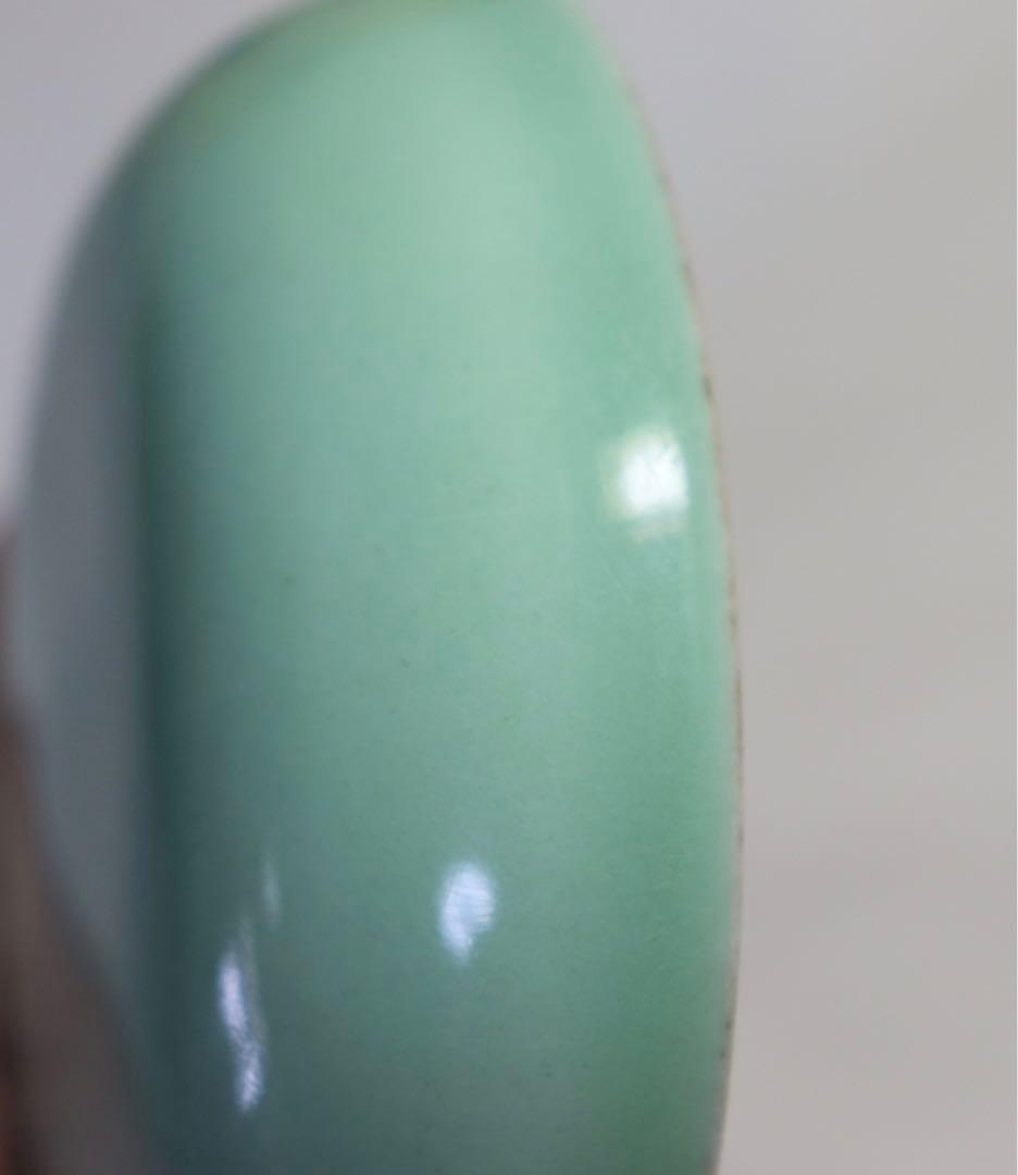 ハ　中国　リンゴ緑釉香合　乾隆年製銘　送料込み0421