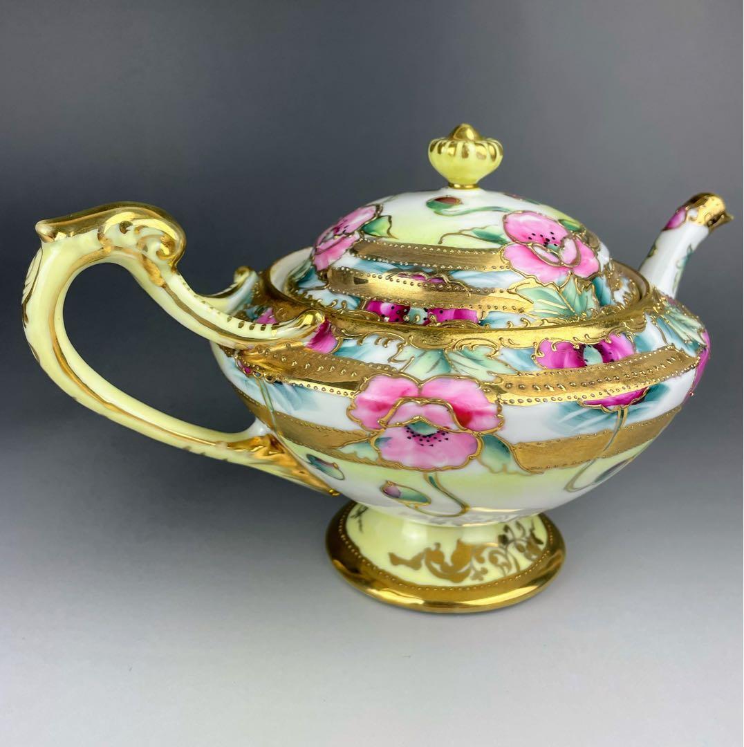 【大き目】オールドノリタケ 花紋 ティーポット アールヌーボー アールデコ