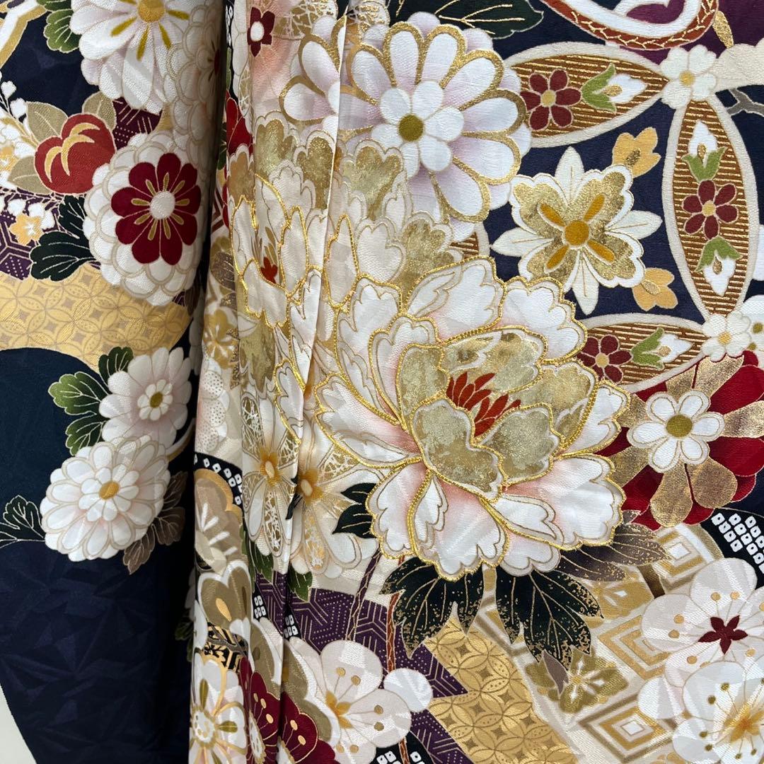 紺地の上品な金彩古典ひ振袖フルセット