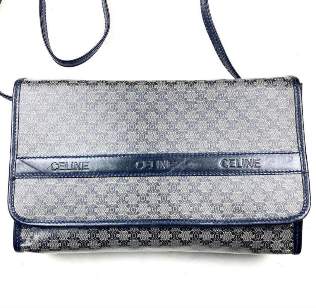 美品 CELINE セリーヌ ショルダーバッグ マカダム トリオンフ レザー