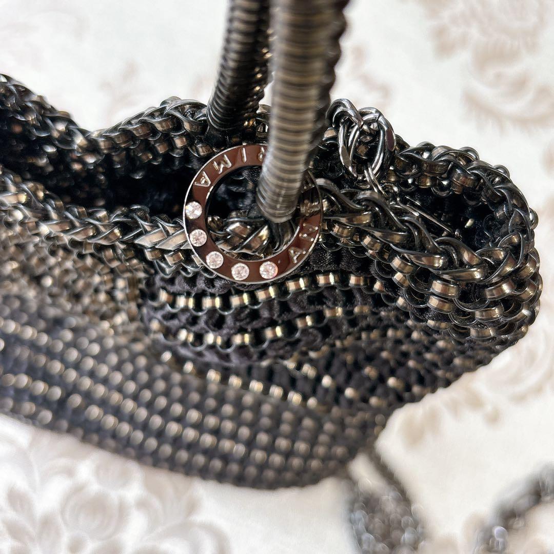 美品　アンテプリマ　黒　リボンバッグ　ハンドバッグ　ショルダー　2way