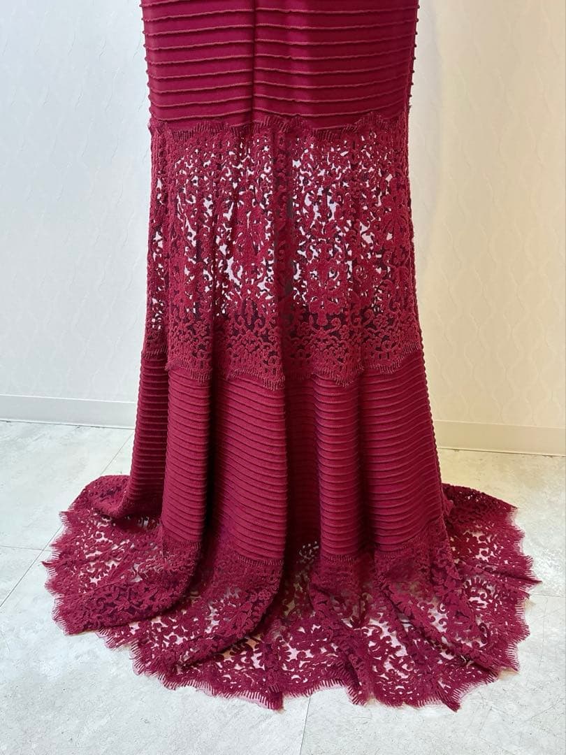 最終値下 TADASHISHOJI タダシショージ　ワイン リブ ロングドレス