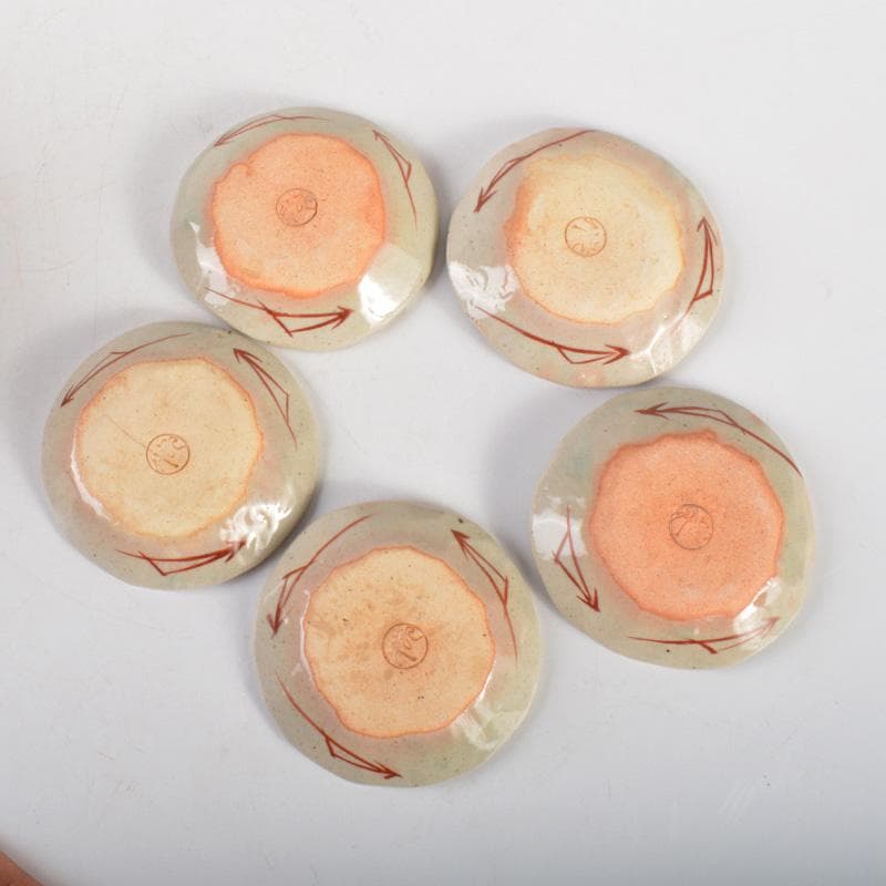 九谷焼　長谷川紀代造　色絵　うさぎ文　小皿　手塩皿　五客　共箱　M　6445