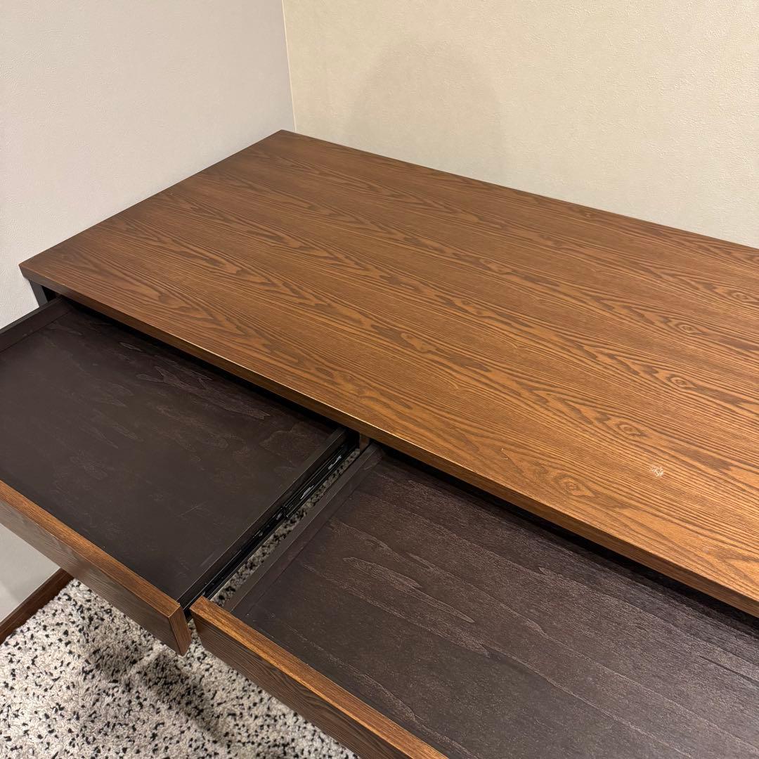LOWYA デスク 机 幅140cm 奥行70cm 引き出し付