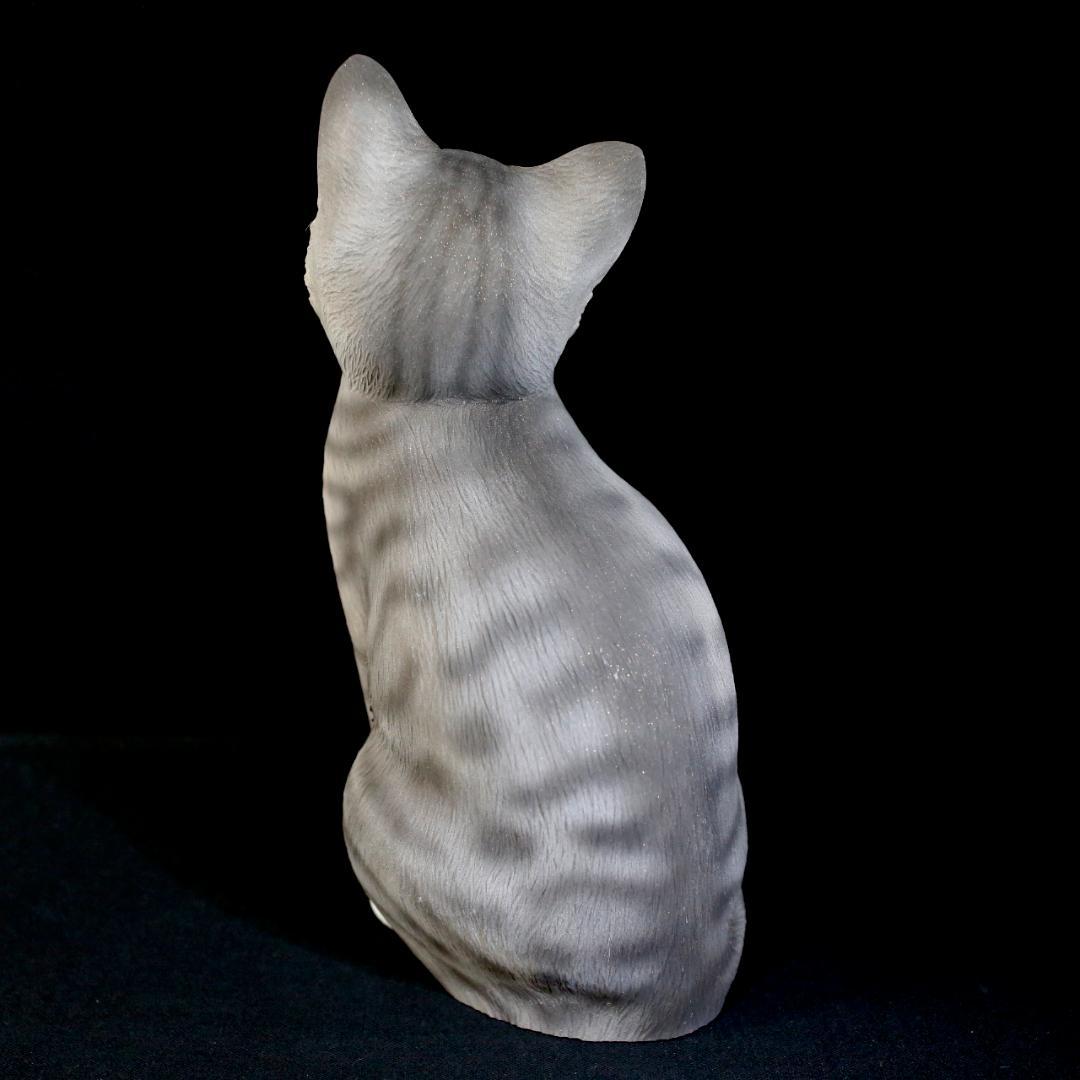 【レア美品】仔猫 子猫 長納魚竹 長納魚丈 彫刻 ネコ置物 箱あり 送料込み